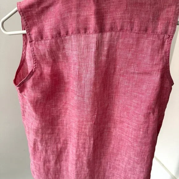 Uniqlo Sleeveless Linen Blend Button-Up Shirt – Pink - Picture 2 of 3